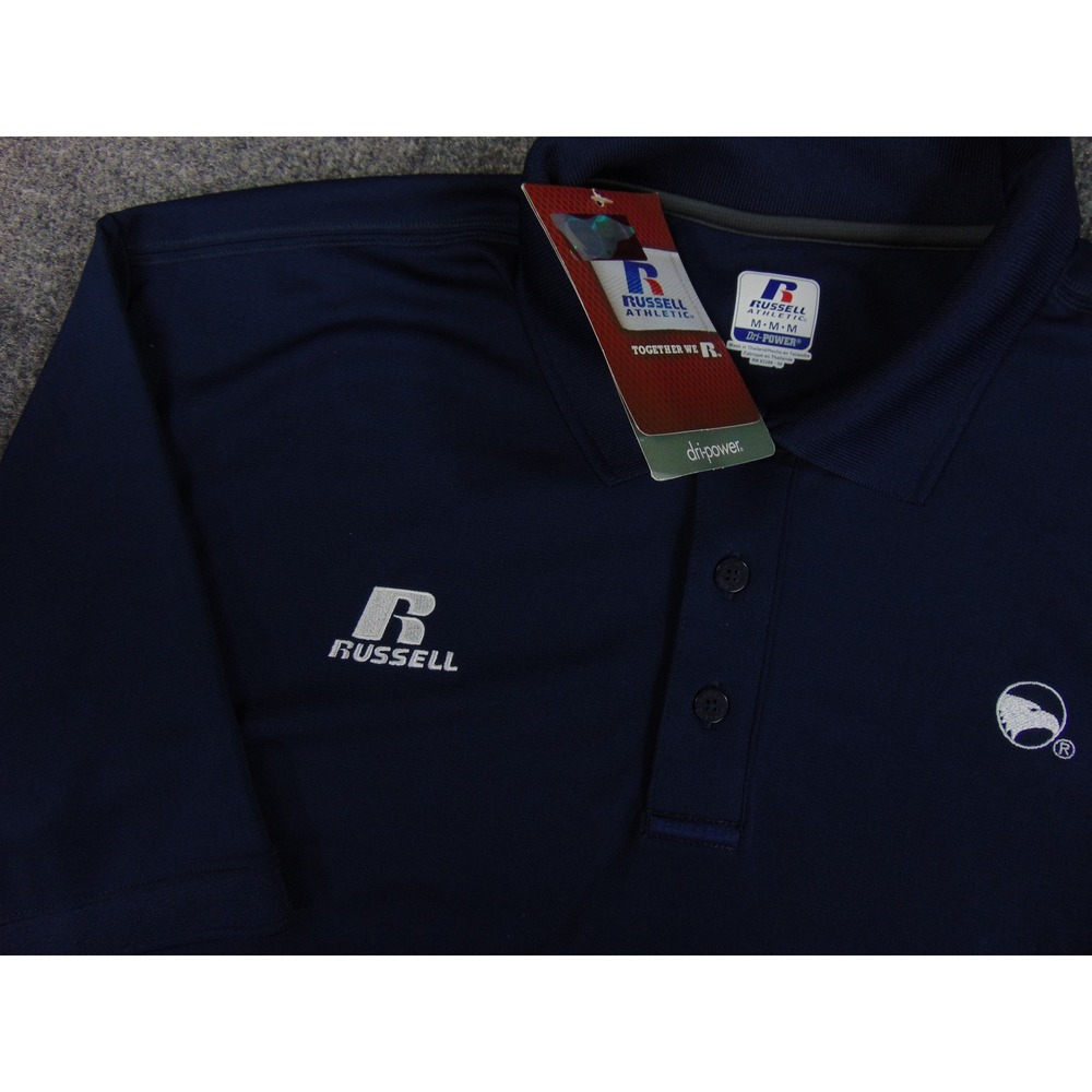 Georgia Southern Shirt Mens Med Navy Blue‎ Polo Russell Dri Power Performance